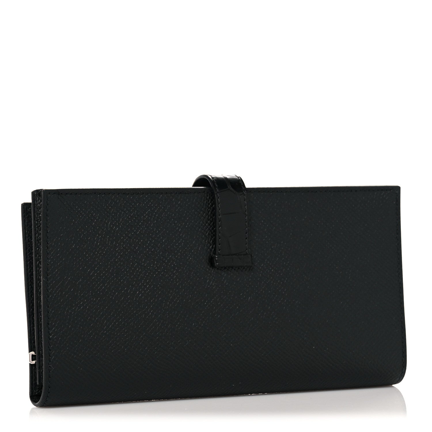 Hermes Epsom Matte Alligator Bearn Touch Gusset Wallet Black 3 of 8