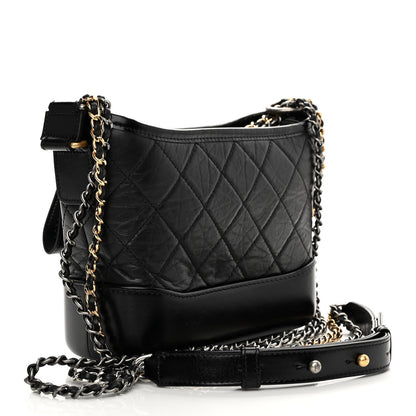 Chanel Aged Calfskin Quilted Small Gabrielle Hobo Black 3 of 12