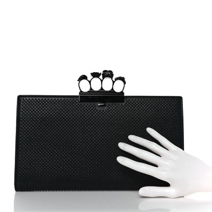 Alexander McQueen Calfskin Studded Knuckle Flat Clutch Black 2 of 13