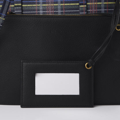 Balenciaga Calfskin Plaid XS Everyday Tote Bleu Navy Jaune 11 of 13