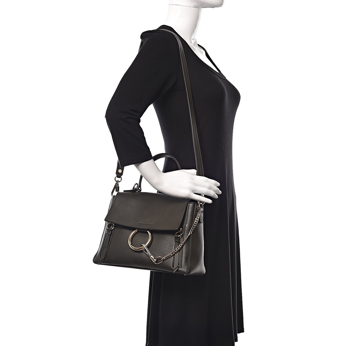 Calfskin Small Faye Day Shoulder Bag Deep Forest