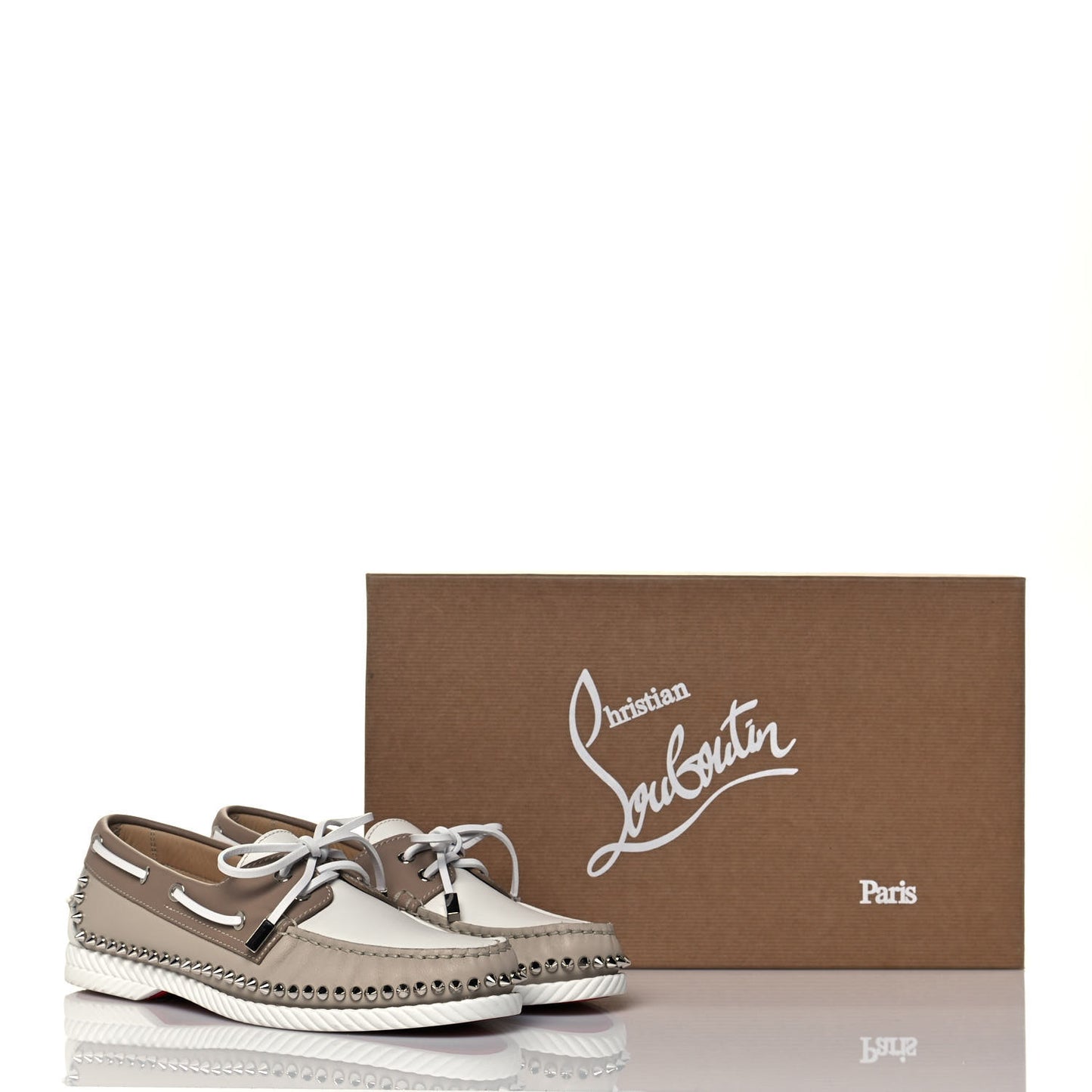 Calfskin Steckel Spike Flats 41.5 Colombe