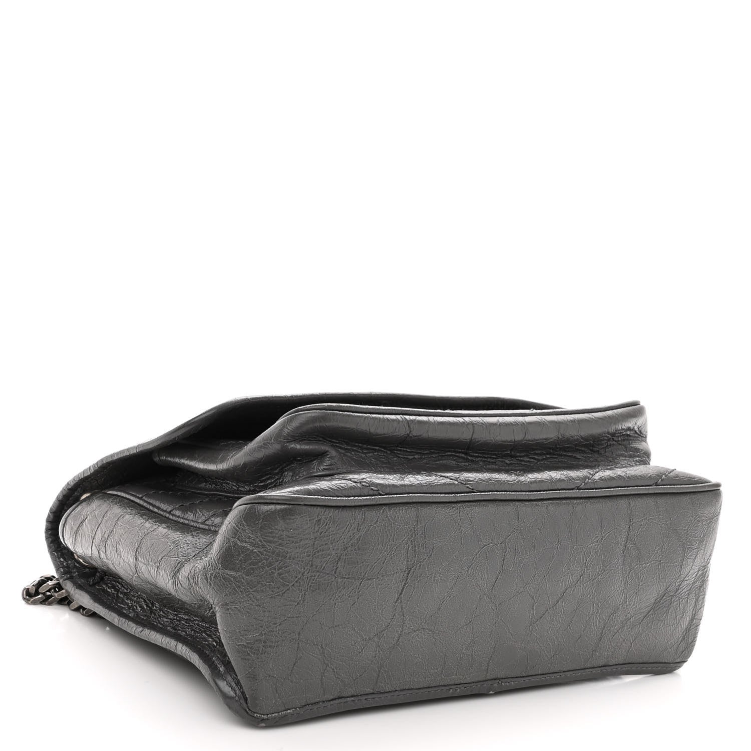 Saint Laurent Crinkled Calfskin Matelasse Monogram Medium Niki Chain Satchel Fog 4 of 11