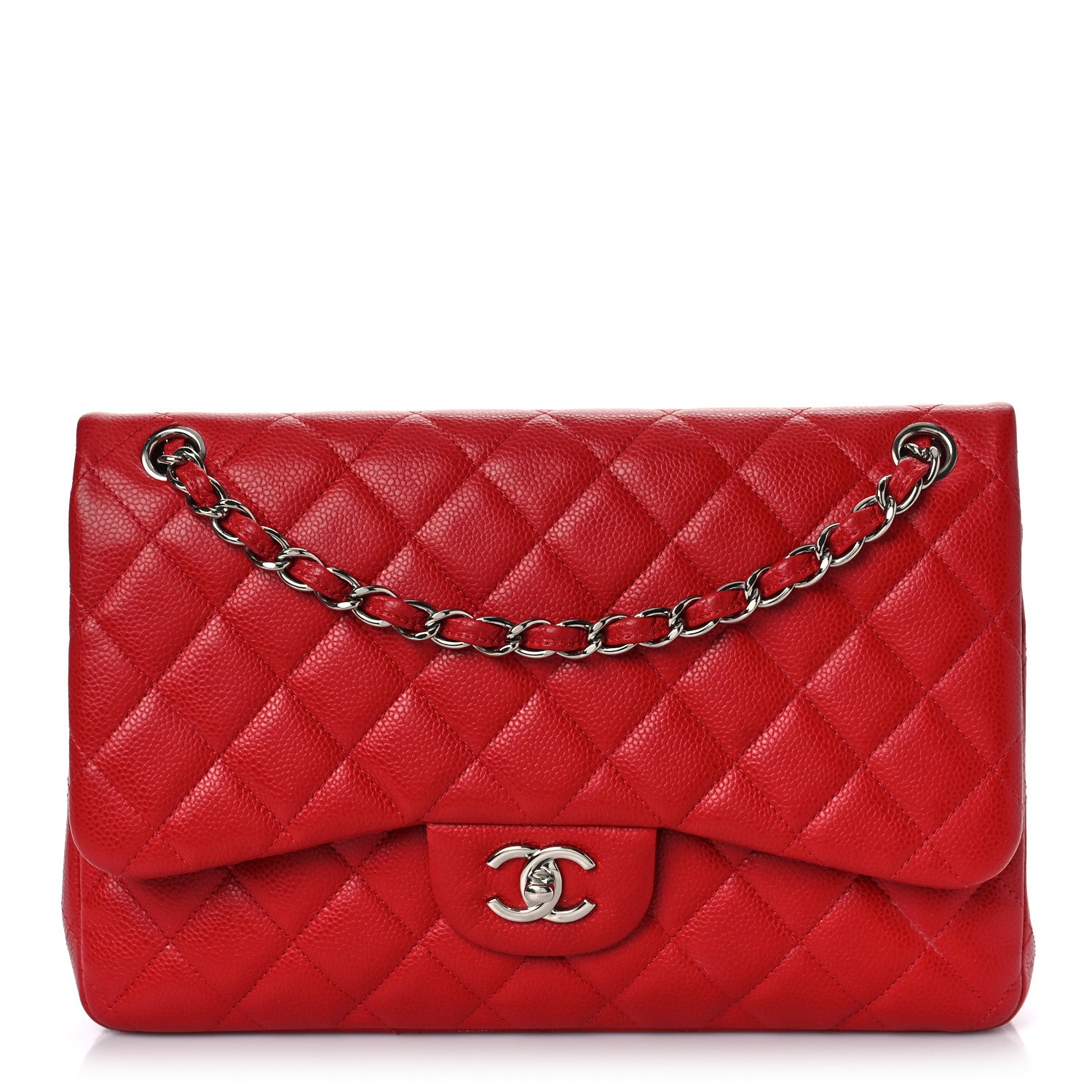 Chanel Caviar Quilted Jumbo Double Flap Red 1 of 10