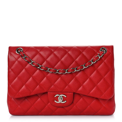 Chanel Caviar Quilted Jumbo Double Flap Red 1 of 10