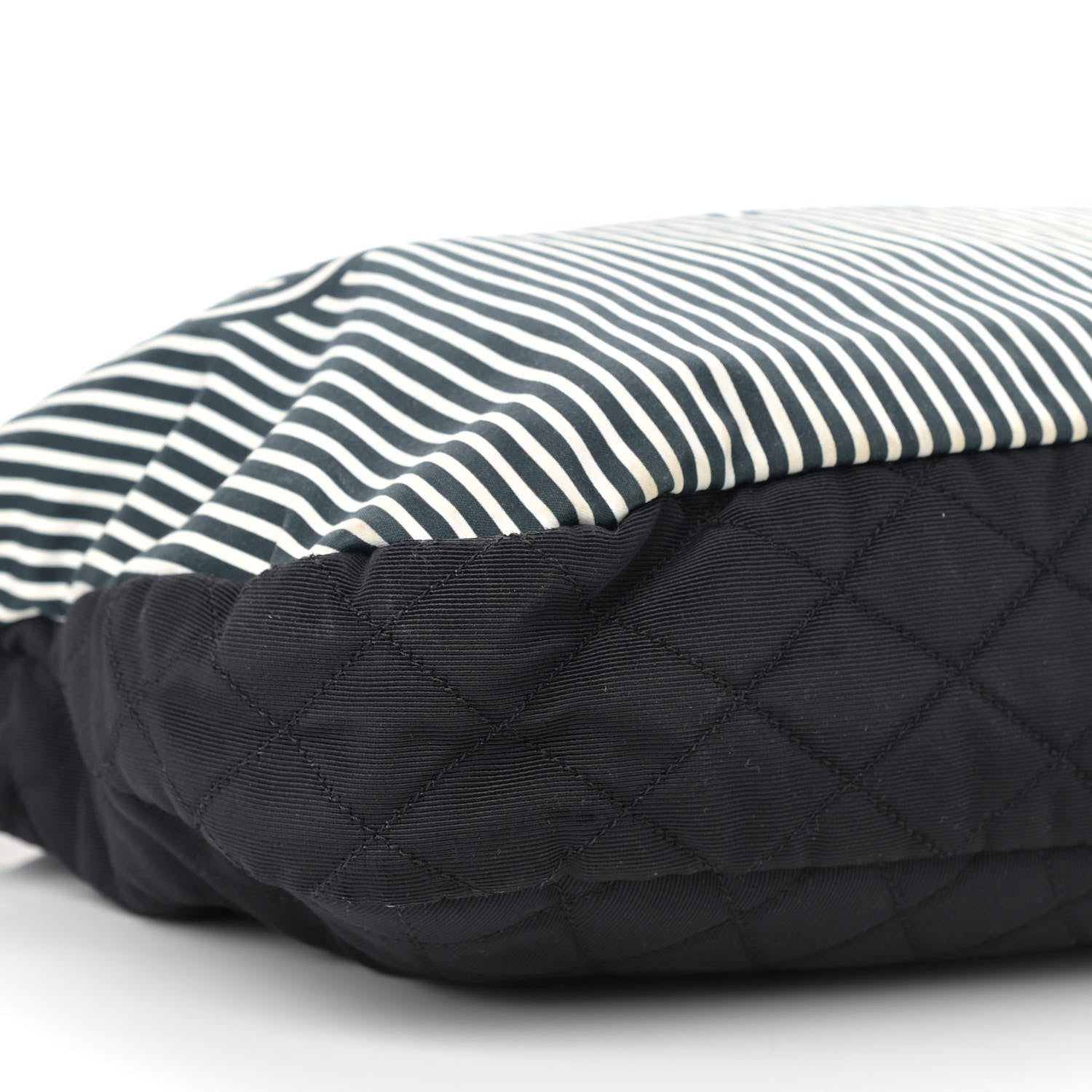 Chanel Striped Canvas Logo Tote Black 9 of 10