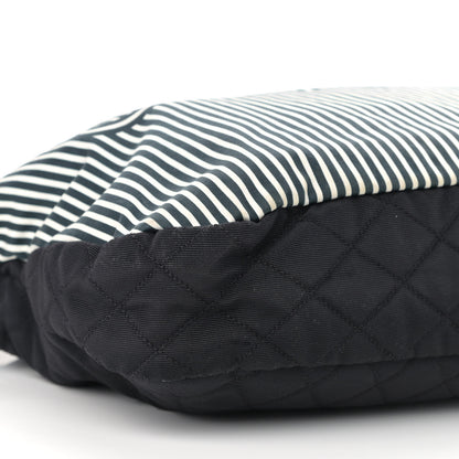 Chanel Striped Canvas Logo Tote Black 9 of 10