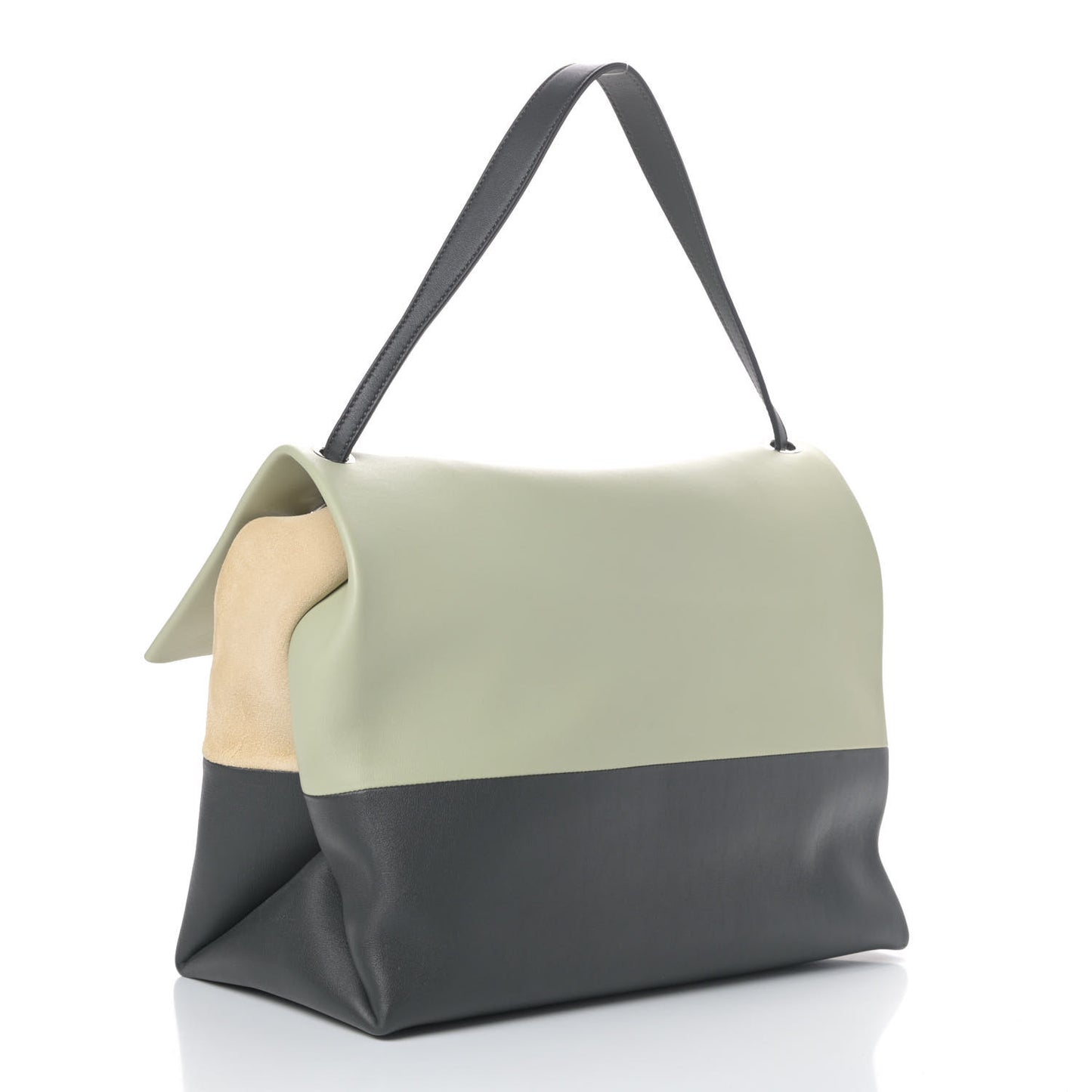 Calfskin Suede All Soft Shoulder Bag Pistachio