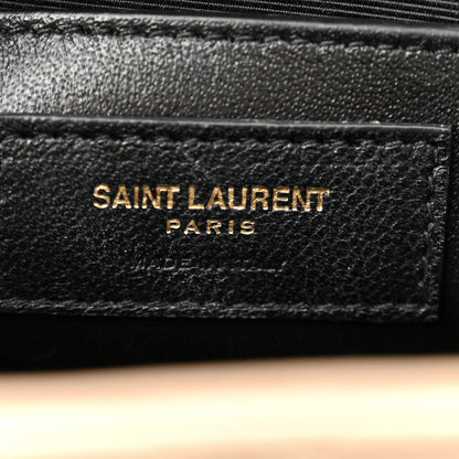 Saint Laurent Grain De Poudre Textured Mixed Matelasse Medium Triquilt Monogram Satchel Dark Beige 6 of 13
