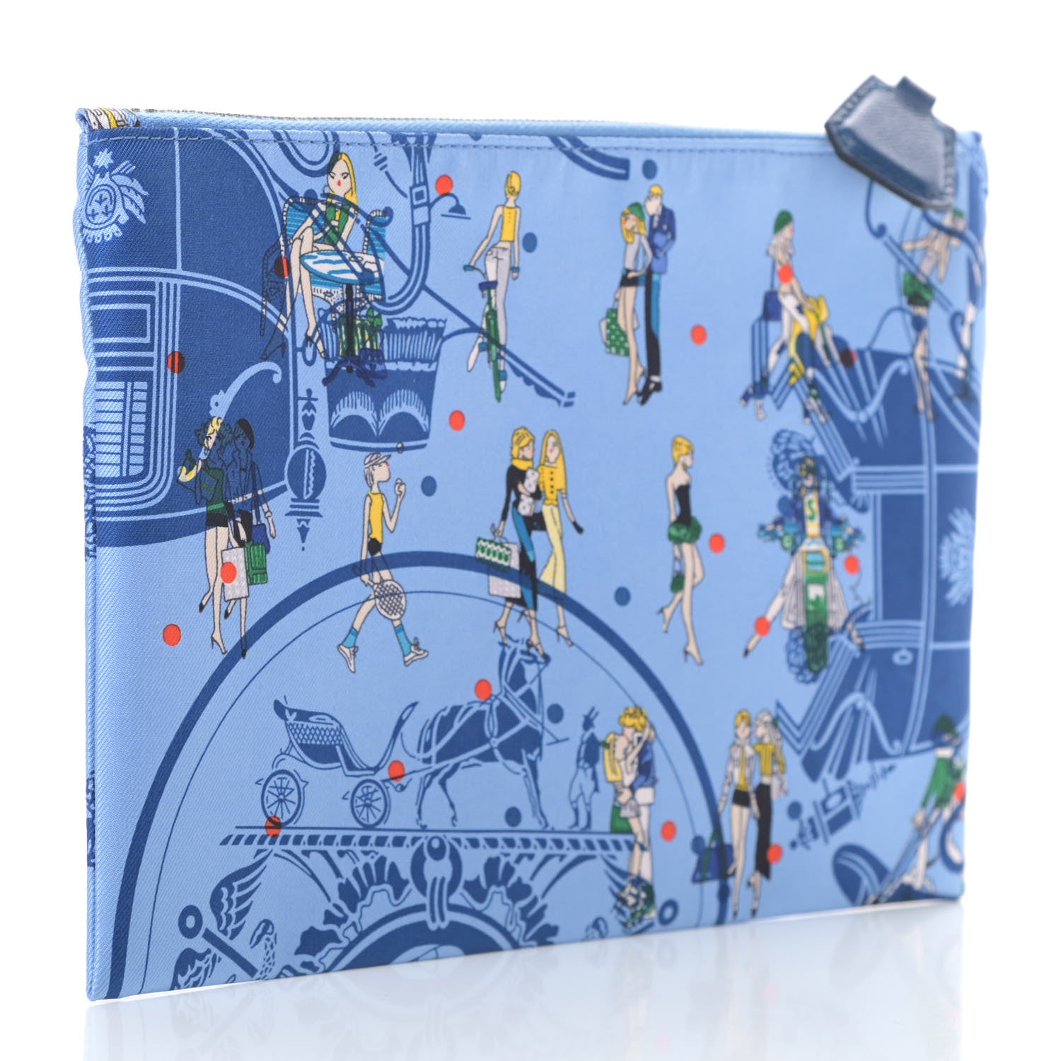 Hermes Silk Ex-Libris Les Parisiennes Silky Pocket Cosmetic Case Deep Bleu Bleuet 3 of 9