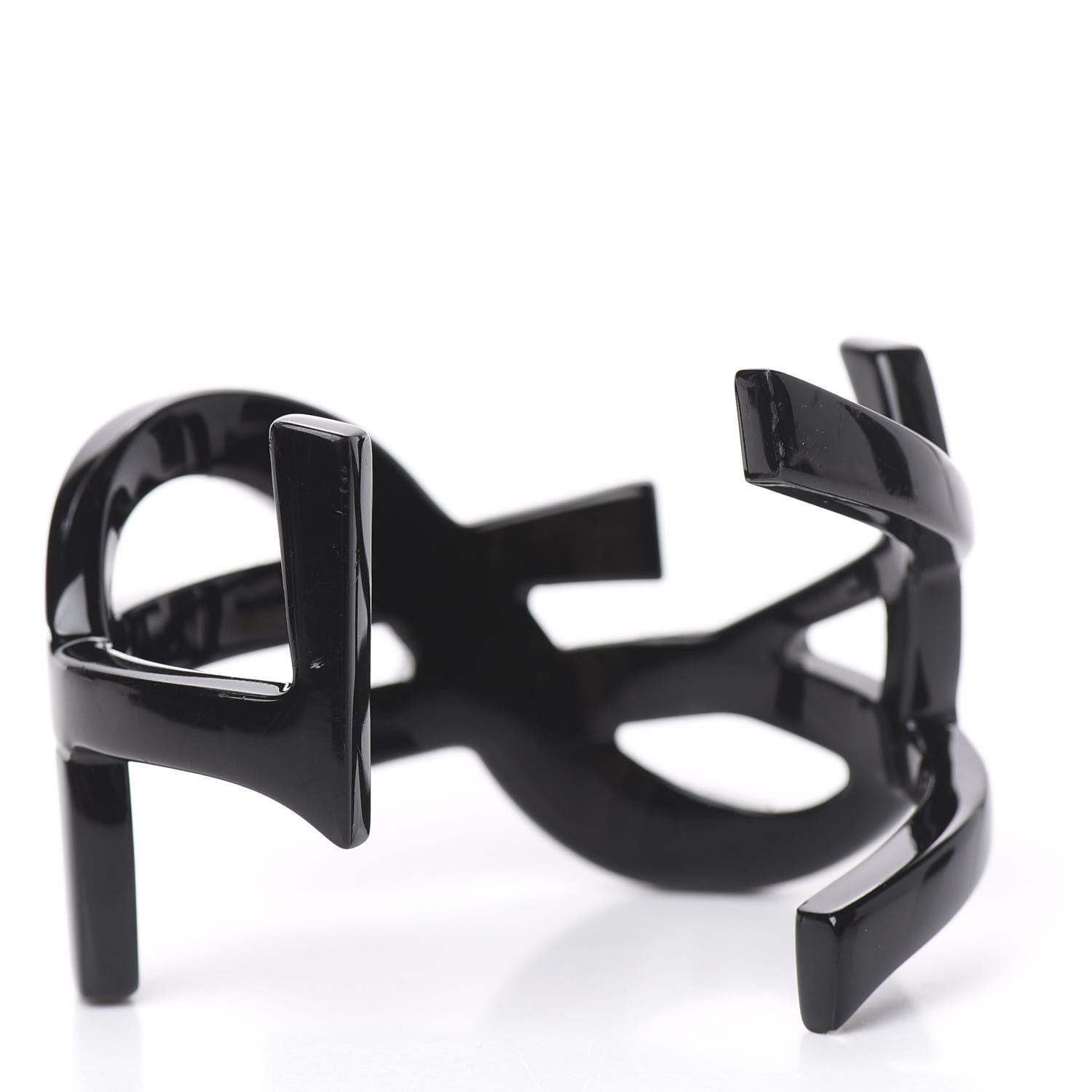 Saint Laurent Brass Monogram Medium Cuff Bracelet Black 3 of 4