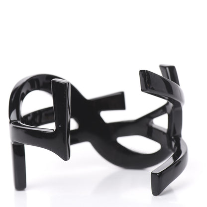 Saint Laurent Brass Monogram Medium Cuff Bracelet Black 3 of 4