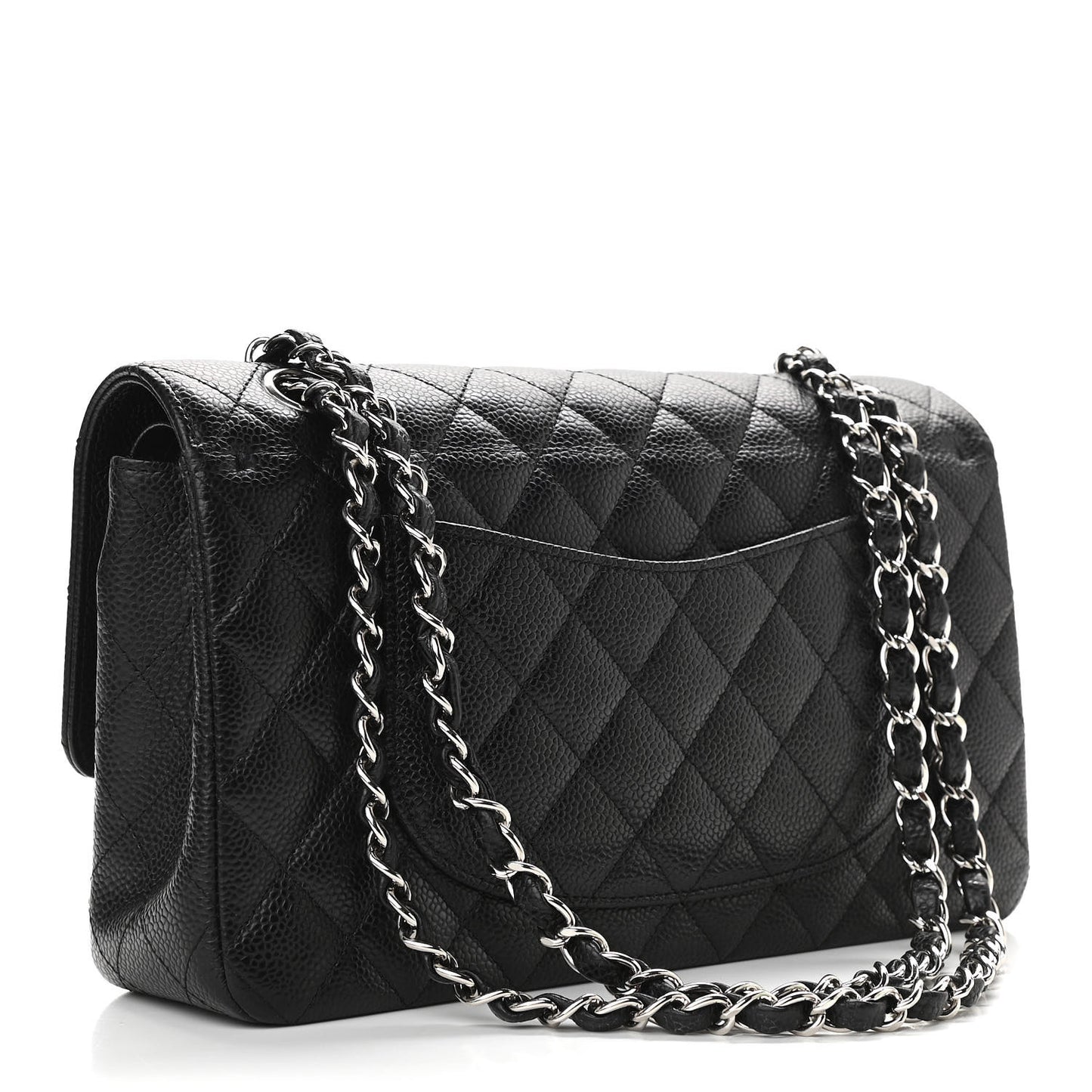 Caviar Quilted Medium Double Flap Black