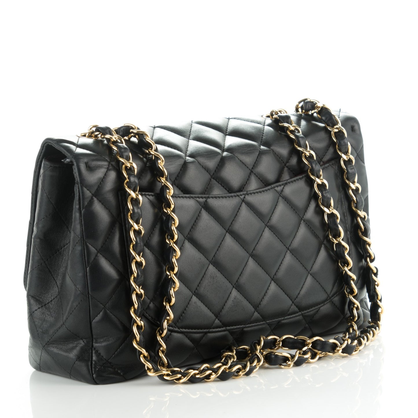 Lambskin Quilted Jumbo Single Flap Black