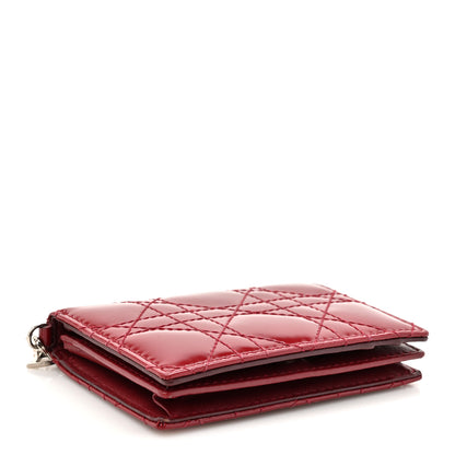 Christian Dior Patent Cannage Small Lady Dior Flap Card Holder Scarlet 4 of 7