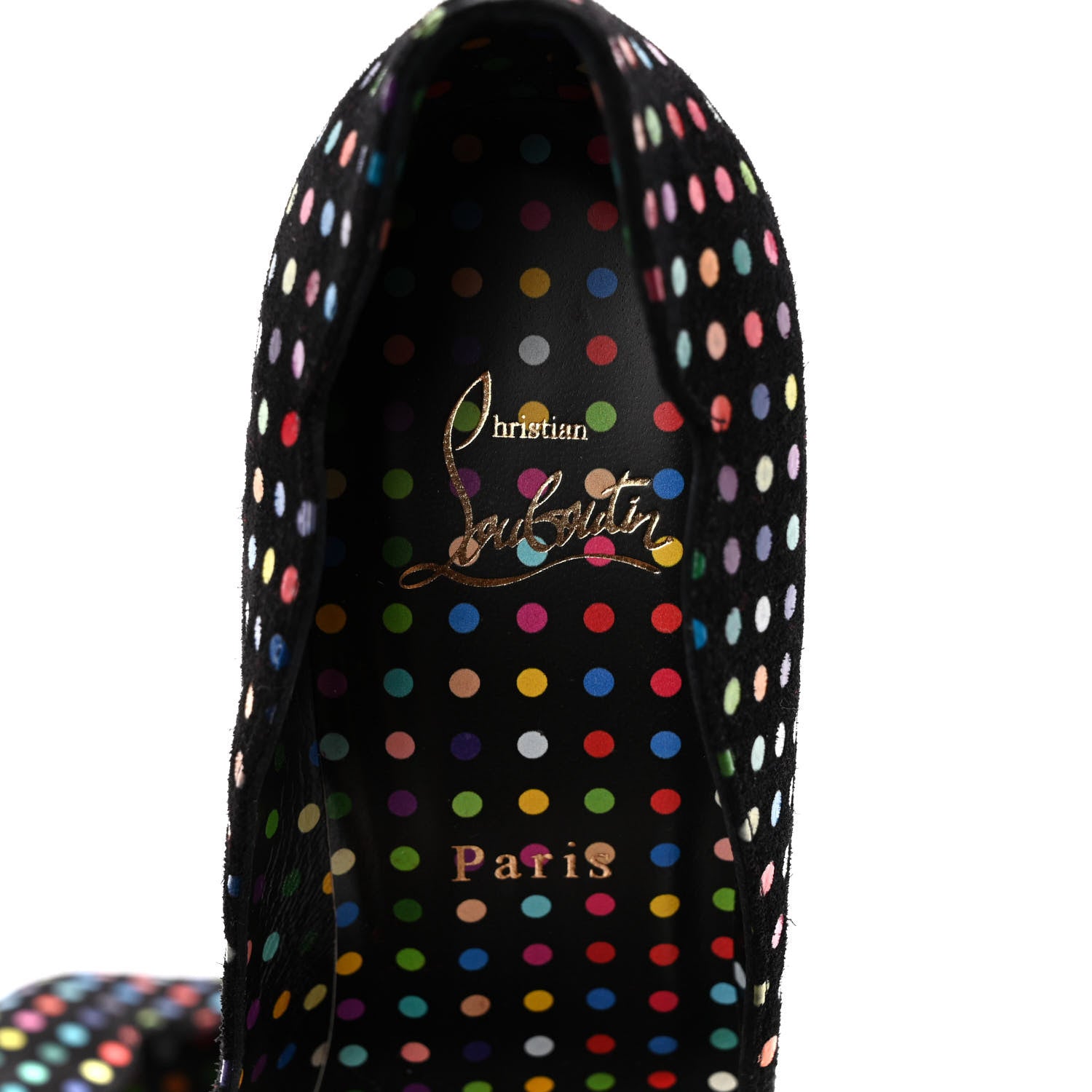 Christian Louboutin Suede Polka Dot Hot Chick 100 Pumps 38.5 Black Multicolor 7 of 8
