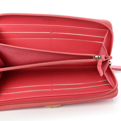 Chanel Caviar Quilted Large Boy Zip Around Wallet Coral 4 of 4