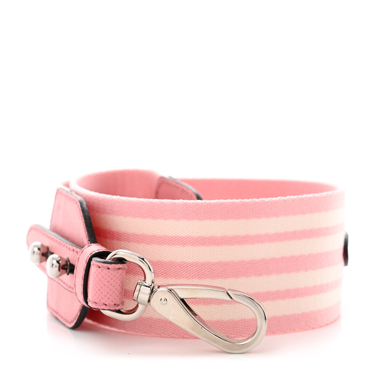 Prada Vitello Daino Striped Fabric Shoulder Strap Petalo 1 of 6