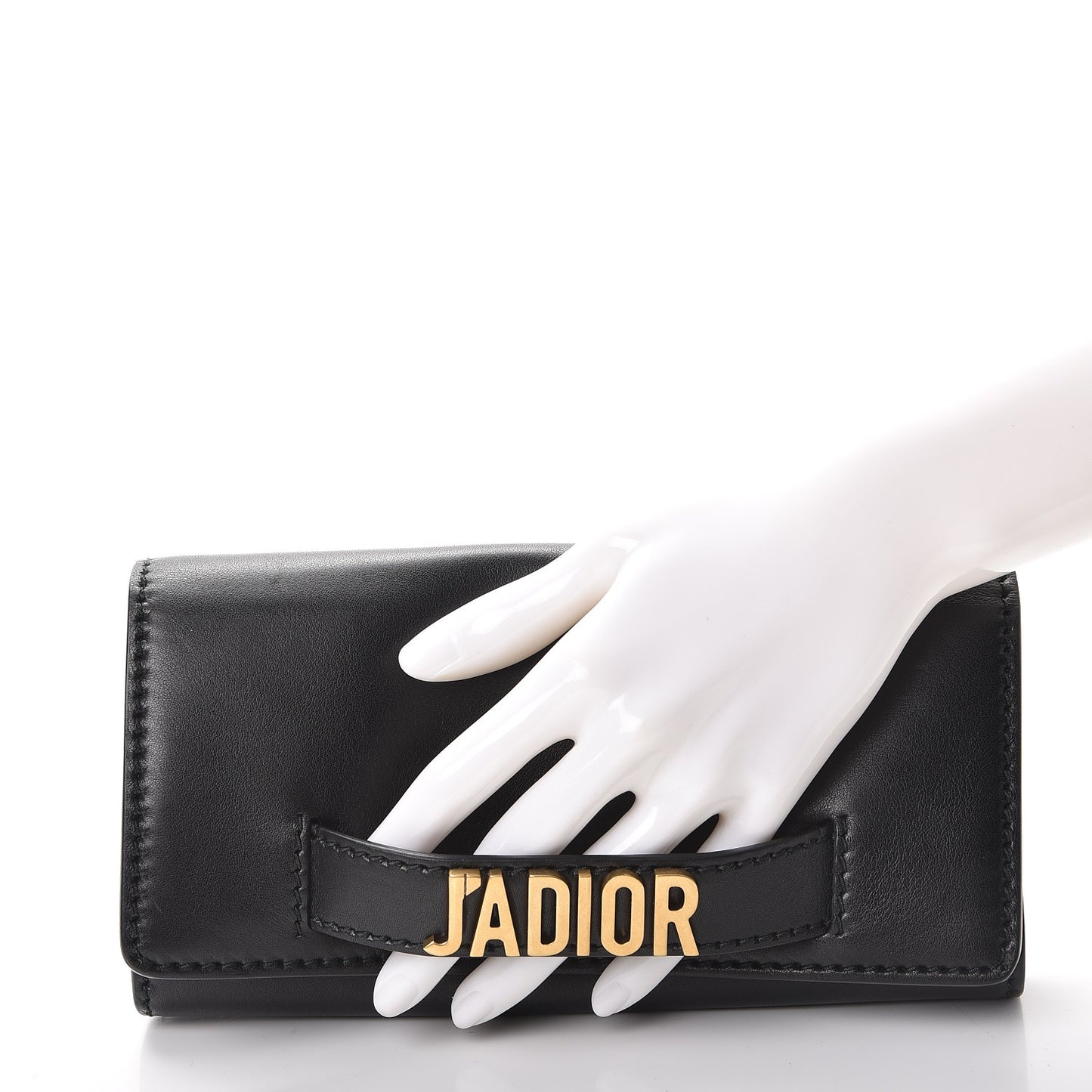 Calfskin J'adior Croisiere Chain Wallet Black