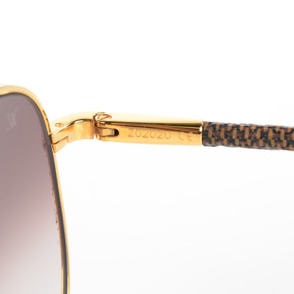 Louis Vuitton Damier Ebene Conspiration Pilote Sunglasses Z0202U Gold 4 of 6