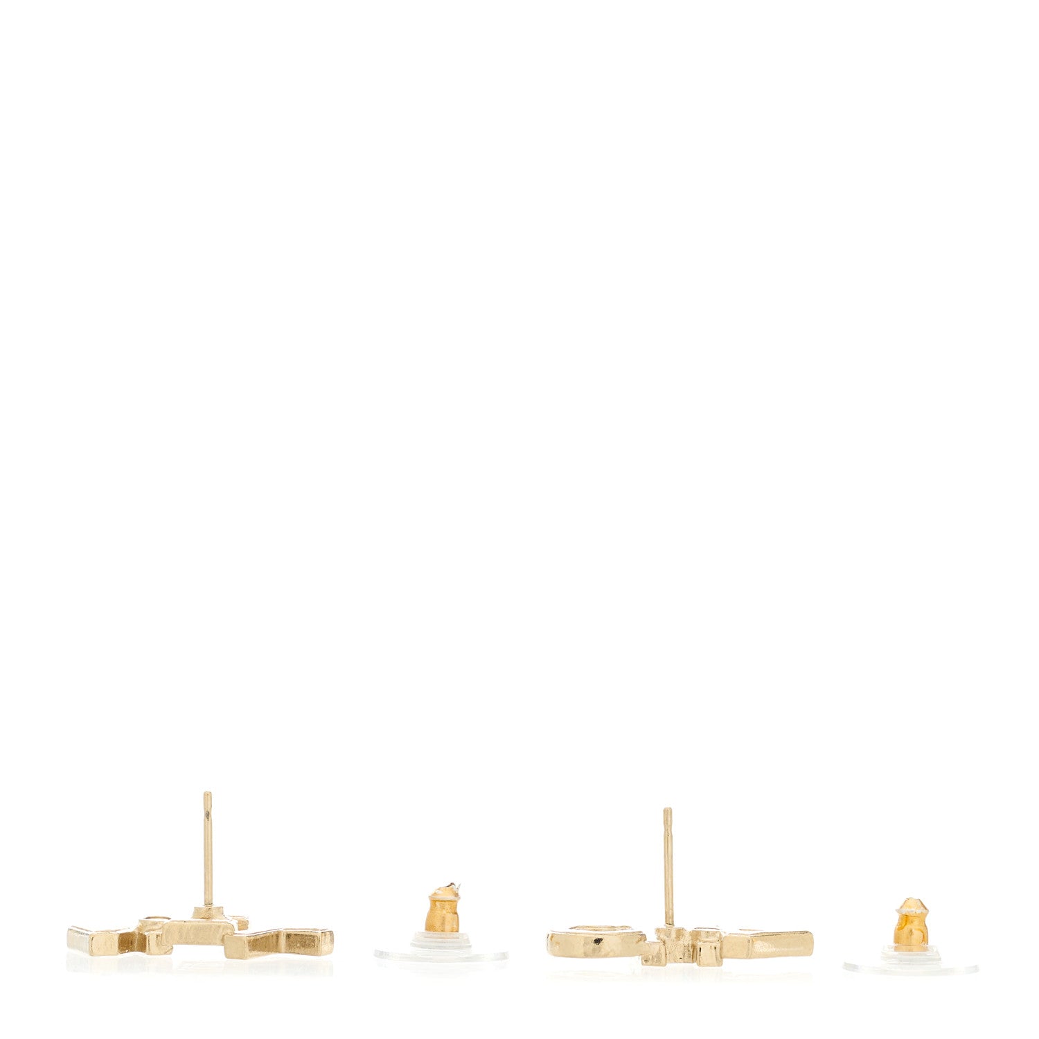 Chanel Crystal Cha-Nel Logo Earrings Gold 3 of 5
