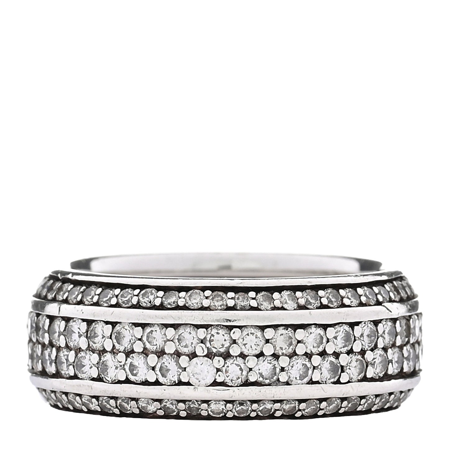 Sterling Silver Diamond 8.5mm Streamline Beveled Band Ring 56 7.75