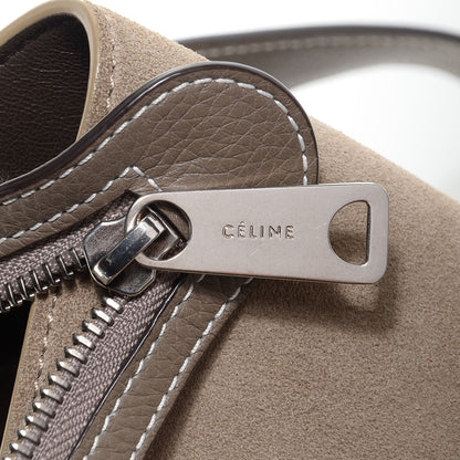 Celine Drummed Calfskin Suede Medium Trapeze Souris 7 of 9