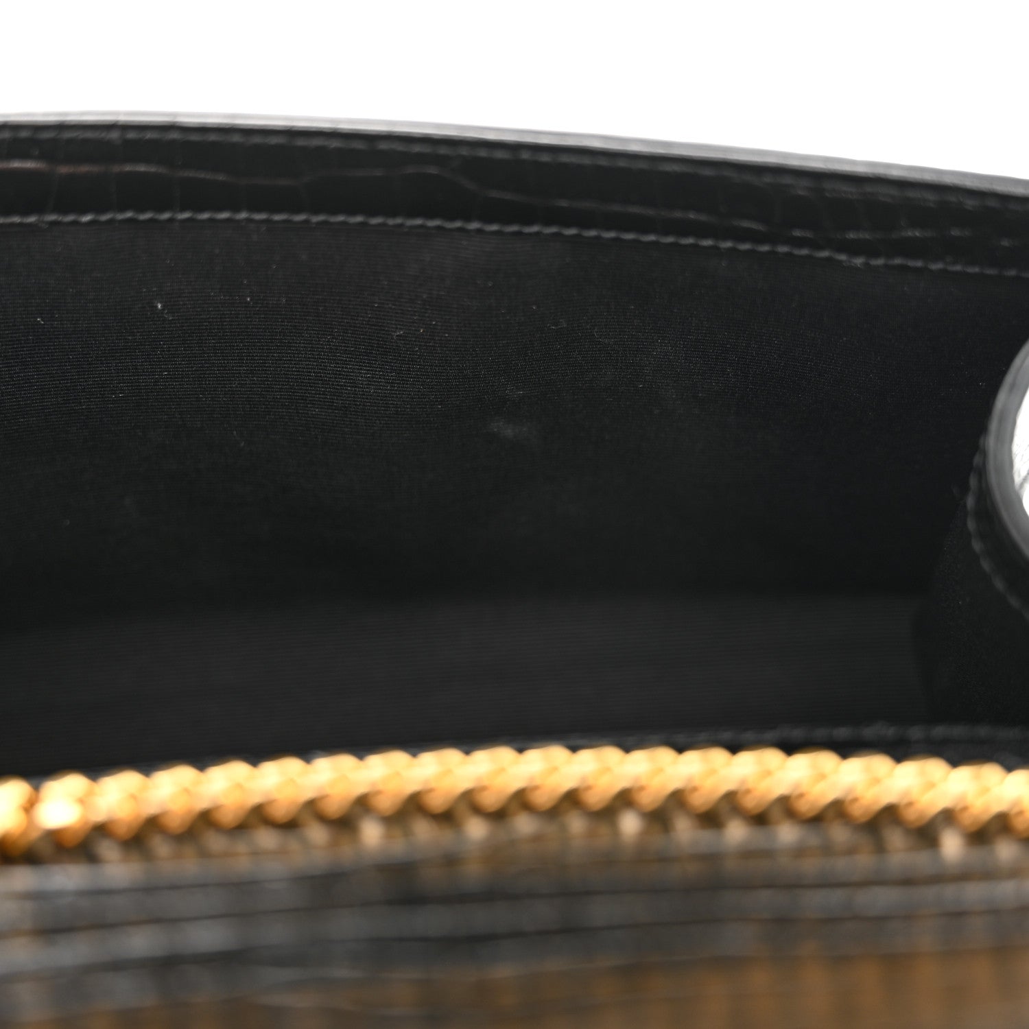 Saint Laurent Calfskin Crocodile Embossed Medium Classic Monogram Kate Tassel Satchel Black 12 of 13