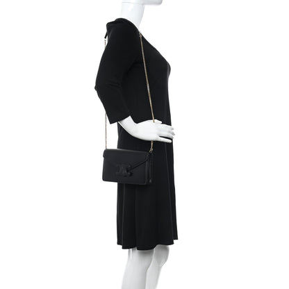 Celine Shiny Calfskin Cuir Triomphe Wallet on Chain Black 2 of 10