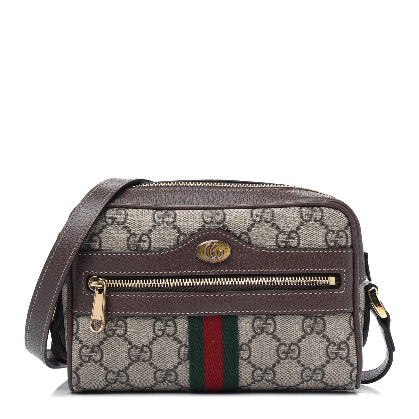 GG Supreme Monogram Web Mini Ophidia Shoulder Bag Brown