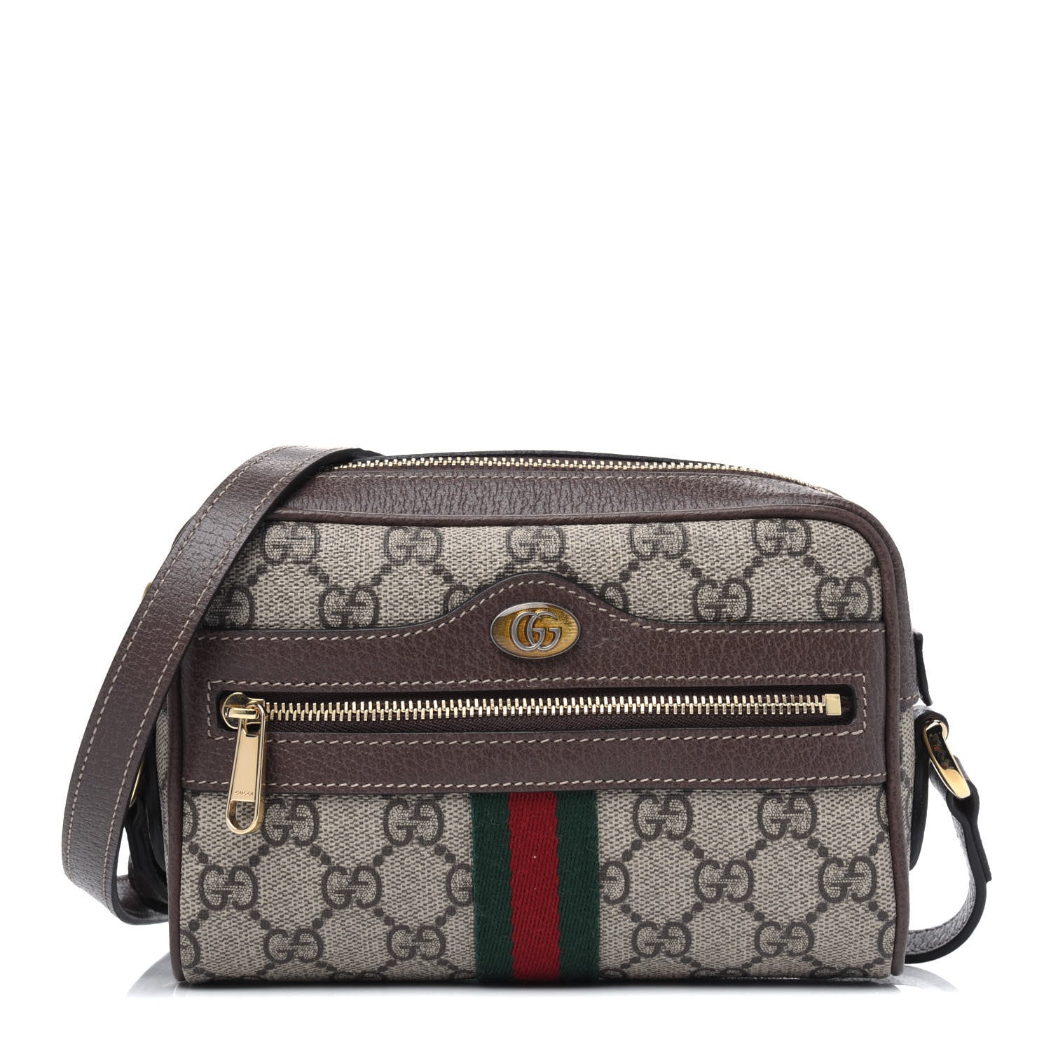 Gucci GG Supreme Monogram Web Mini Ophidia Shoulder Bag Brown 1 of 5