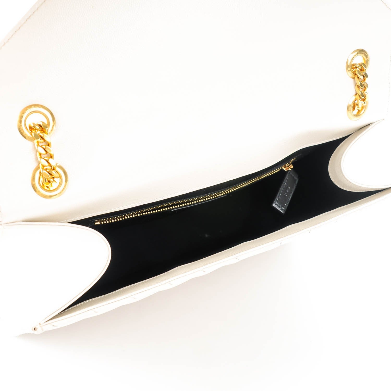 Saint Laurent Grain De Poudre Matelasse Chevron Large Monogram Satchel Dove White 5 of 7