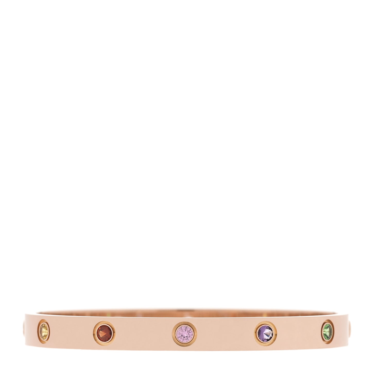 18K Pink Gold Sapphire Garnet Amethyst LOVE Bracelet 17