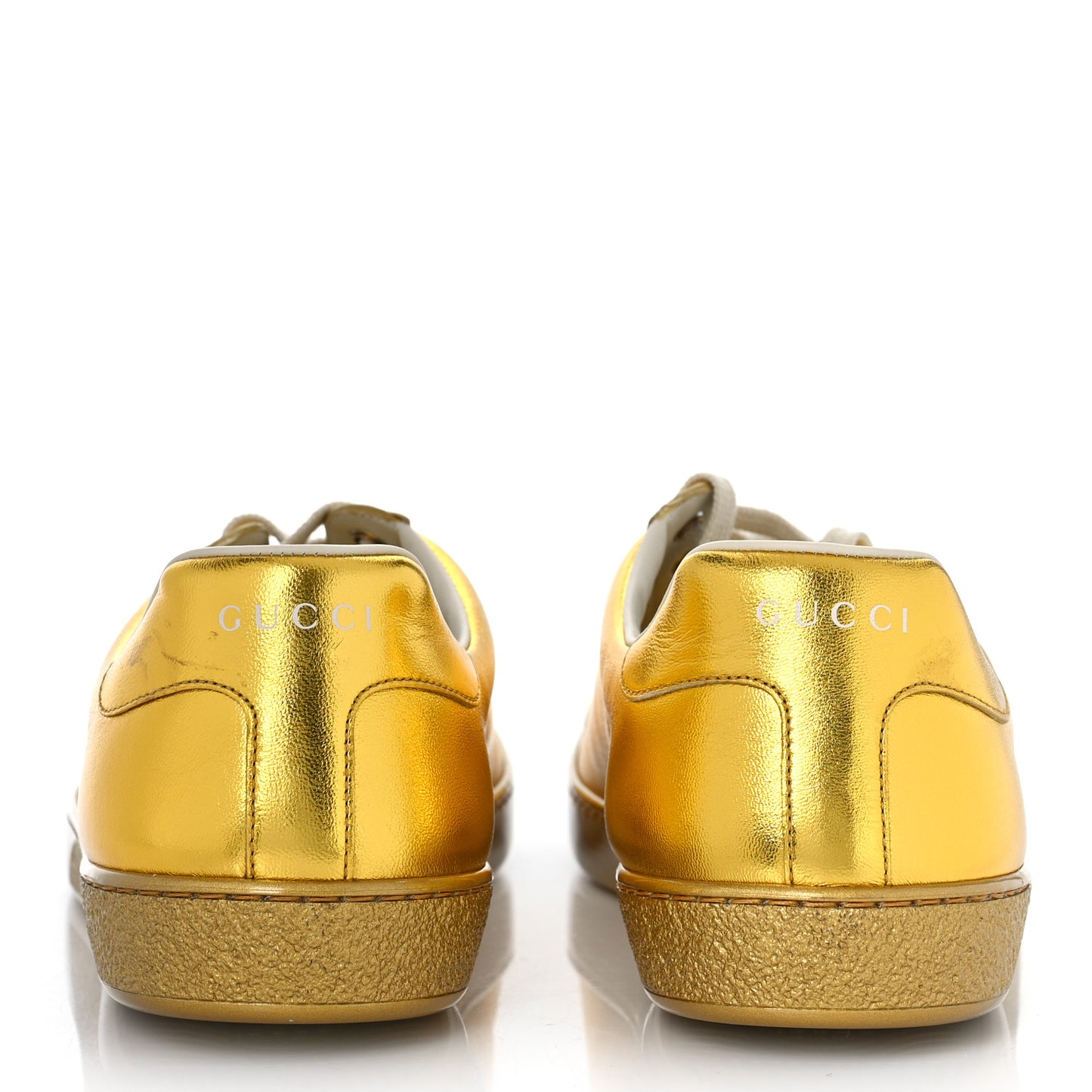 Metallic Nappa Interlocking G Perforated Mens Ace Sneakers 11.5 Oro Vecchio