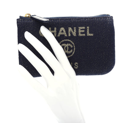 Chanel Lurex Canvas Deauville Cosmetic Pouch Navy Blue Gold 2 of 7