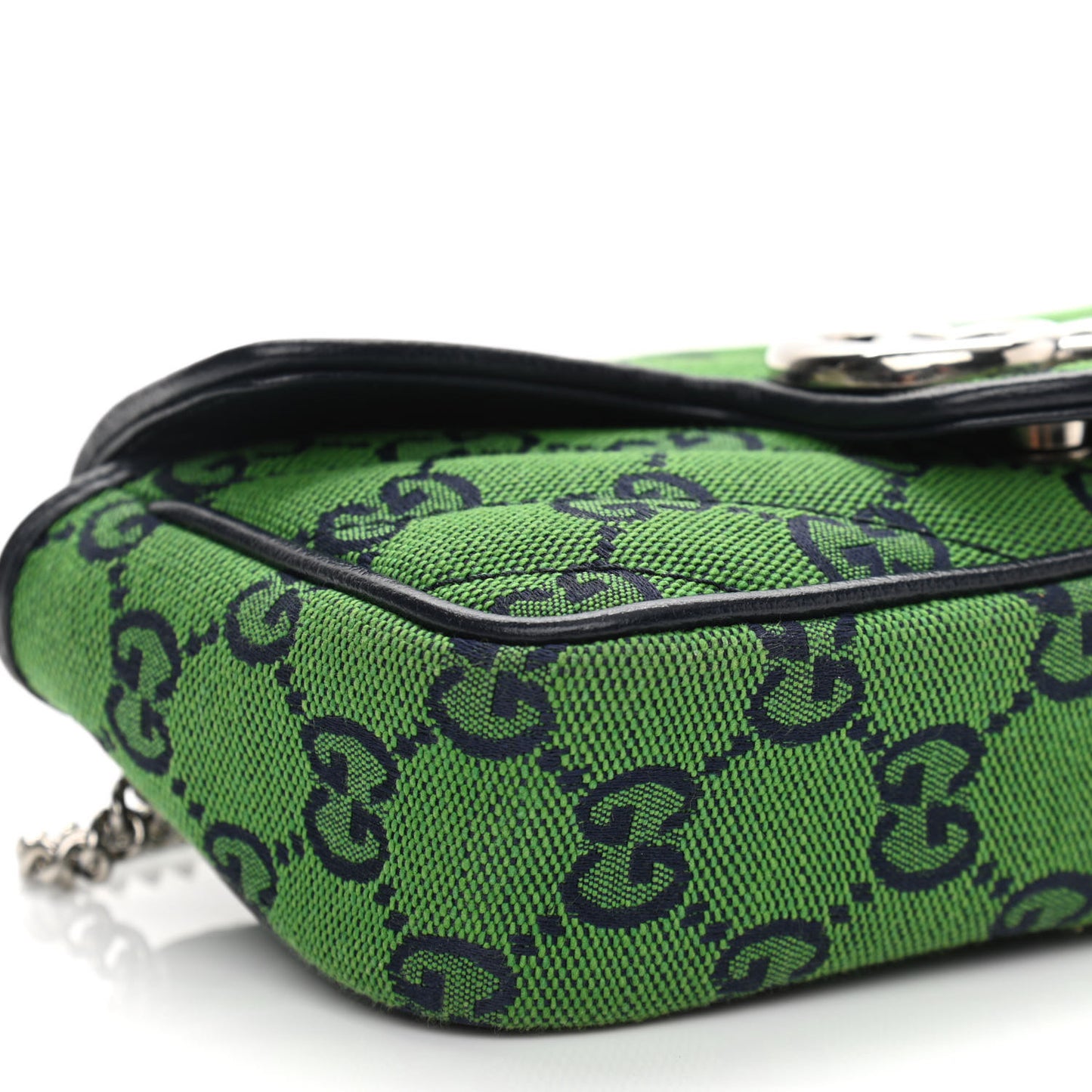 Monogram Multicolor Matelasse Diagonal Super Mini GG Marmont Shoulder Bag Green Blue