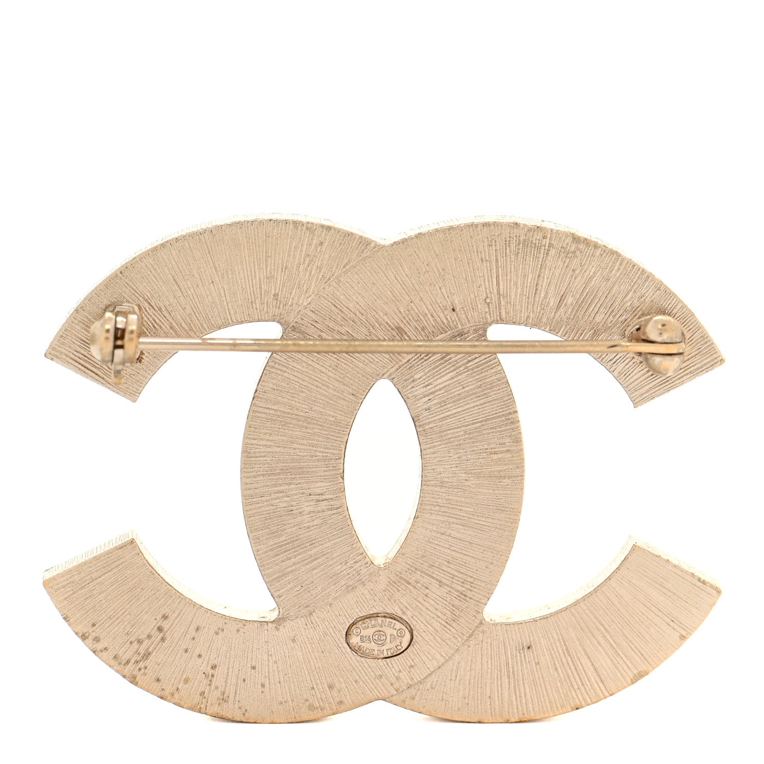 Chanel Metal Quilted CC Brooch Silver Gold 3 of 6