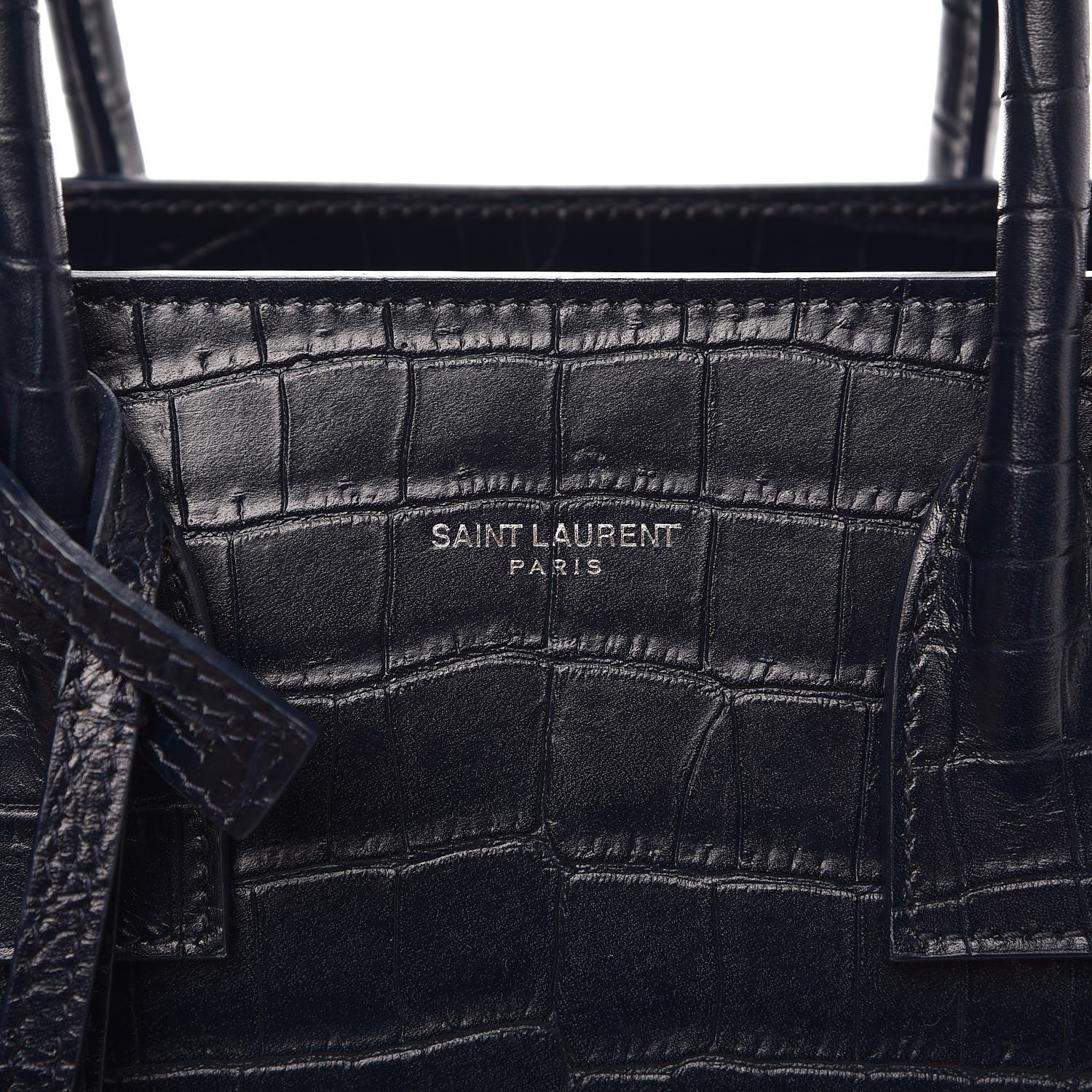 Saint Laurent Calfskin Crocodile Embossed Baby Supple Sac De Jour Navy 7 of 8
