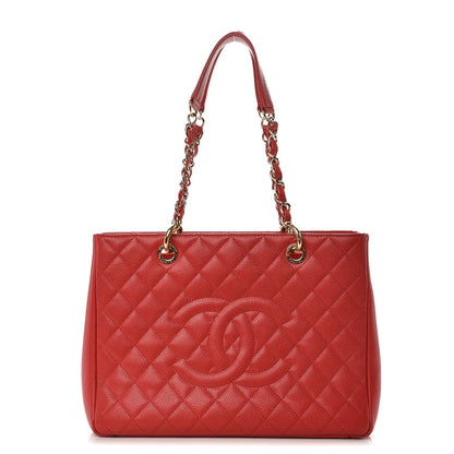 Chanel Caviar Quilted Grand Shopping Tote GST Red 1 of 15