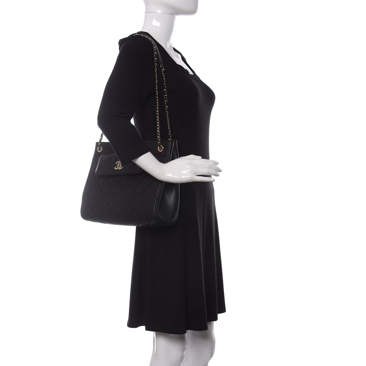 Chanel Caviar Quilted In Out Flap Shopping Tote Black 2 of 12