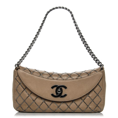 Chanel Lambskin Chain Stitch Clutch Dark Beige 1 of 9