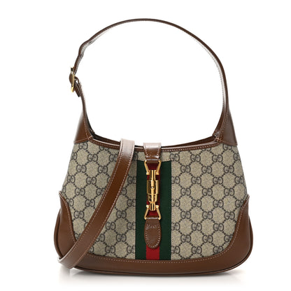 Gucci GG Supreme Monogram Azalea Calfskin Web Small Jackie 1961 Hobo Beige Ebony Brown Sugar 1 of 10