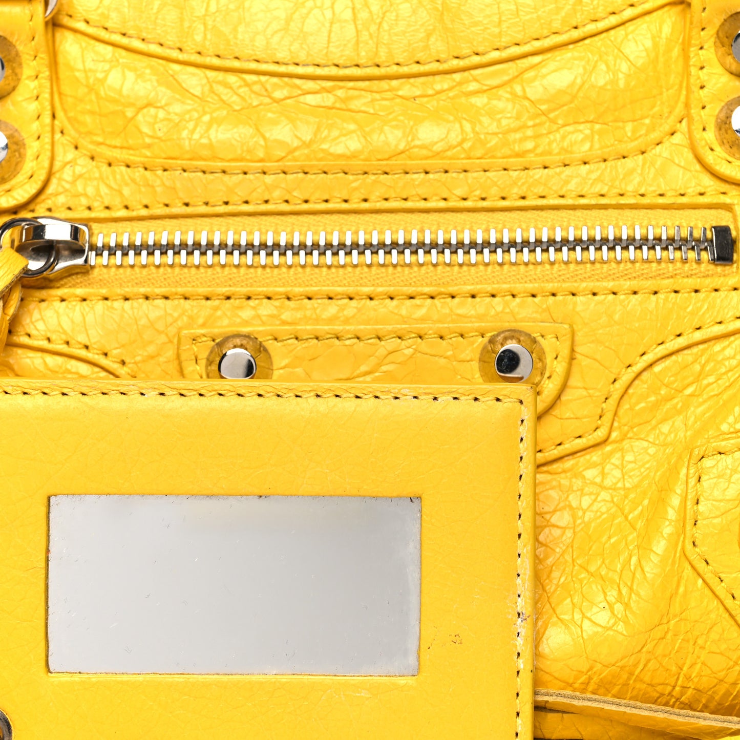 Agneau Classic Silver Hardware Mini City Yellow