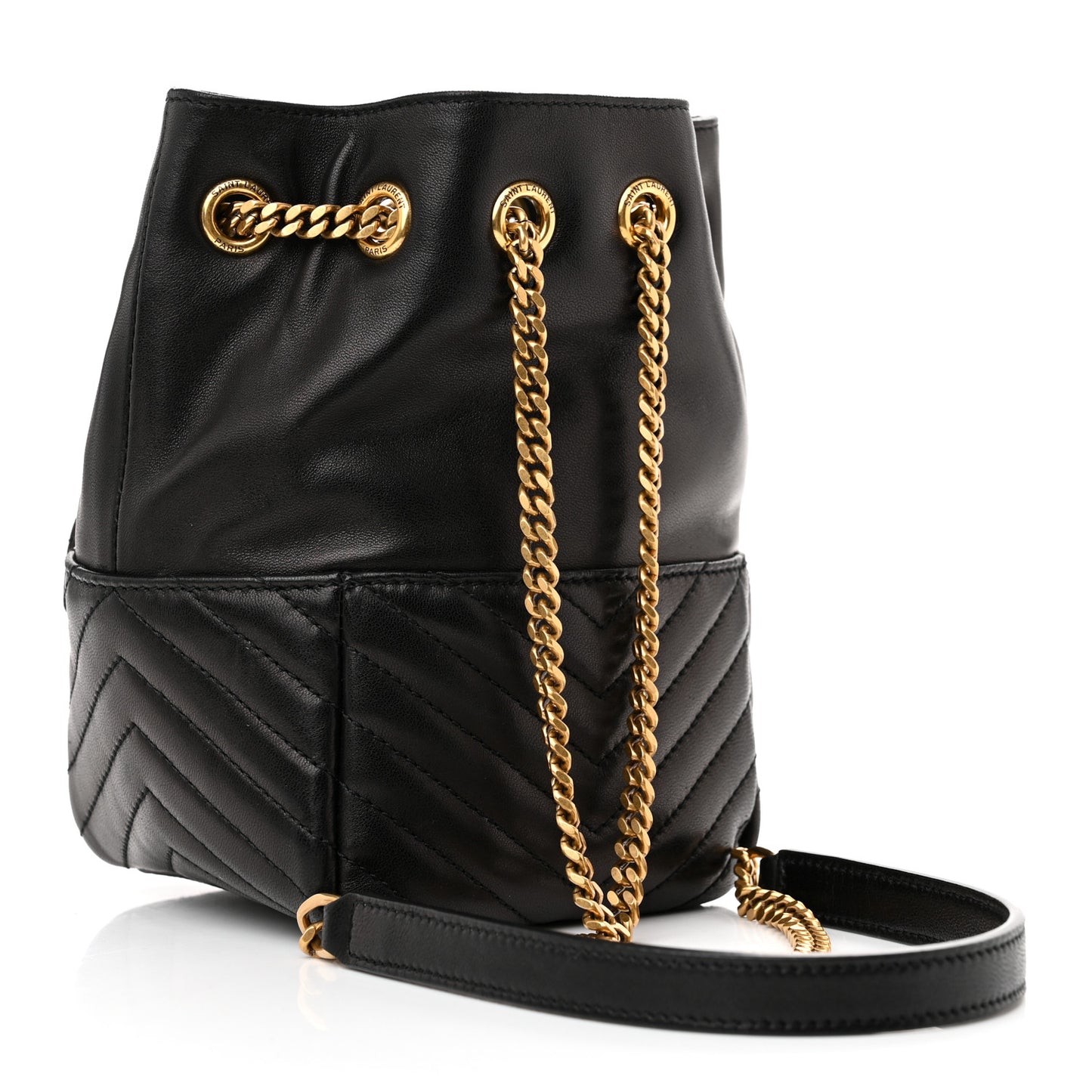 Lambskin Matelasse Monogram Joe Nano Bucket Bag Black