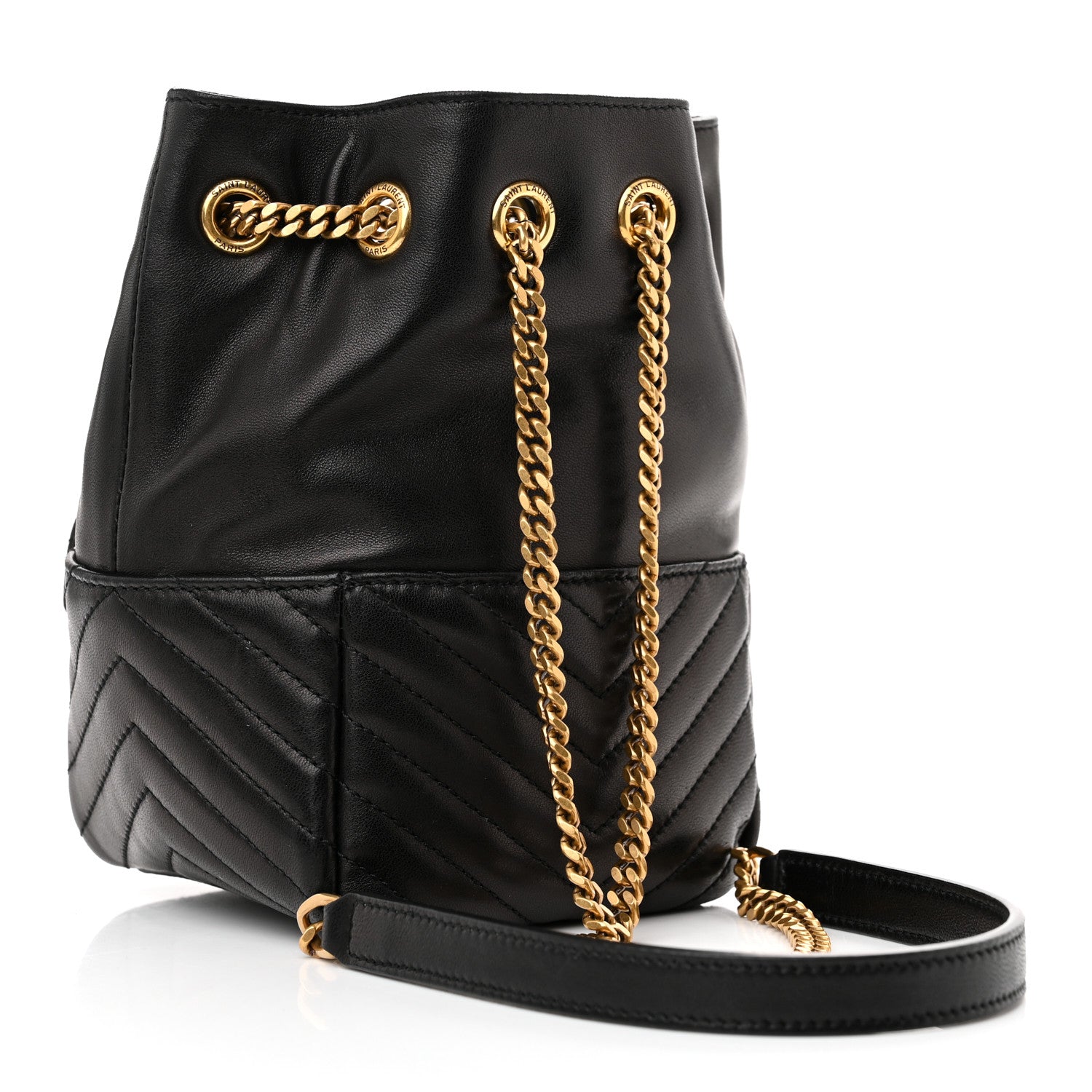 Saint Laurent Lambskin Matelasse Monogram Joe Nano Bucket Bag Black 3 of 12