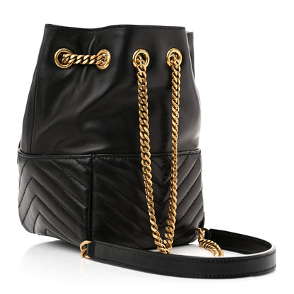 Saint Laurent Lambskin Matelasse Monogram Joe Nano Bucket Bag Black 3 of 12