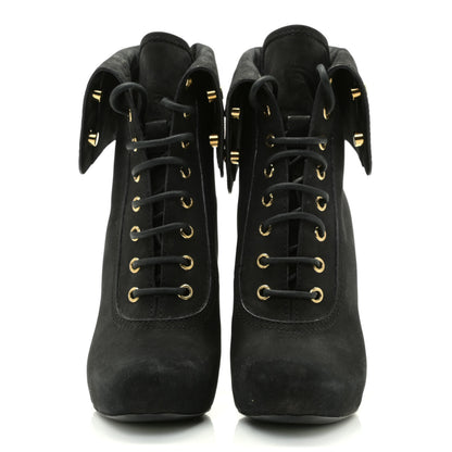 Louis Vuitton Suede Lace Up Ankle Boots 39 Black 2 of 14