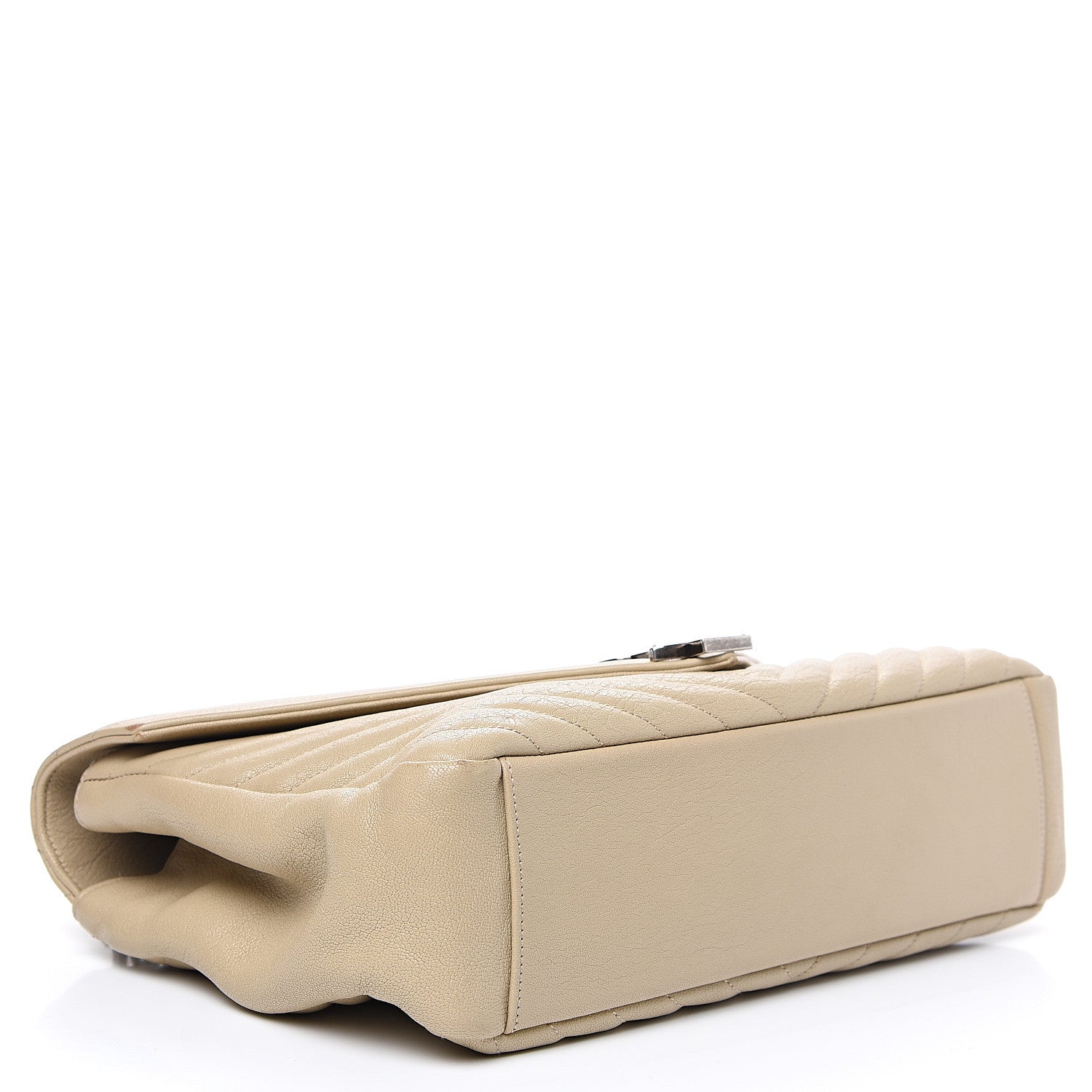 Saint Laurent Sheepskin Matelasse Chevron Monogram Large College Satchel Beige 3 of 14