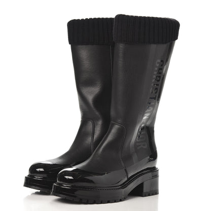 Christian Dior Shiny Rubber Calfskin Tall Boot 38 Black 3 of 6