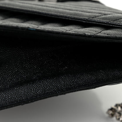 Saint Laurent Grain De Poudre Textured Mixed Matelasse Large Triquilt Monogram Satchel Black 30 of 31
